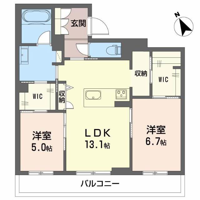 ヴィラ ルーエ(2LDK/1階)の間取り写真