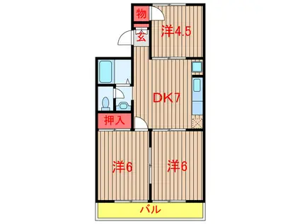 メゾンファミール(3DK/2階)の間取り写真