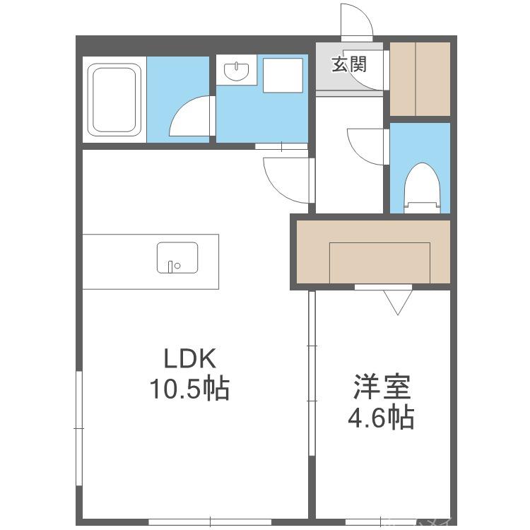 カレラ学園前(1LDK/2階)の間取り写真