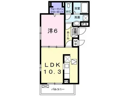 サニールーチェ 千波(1LDK/1階)の間取り写真