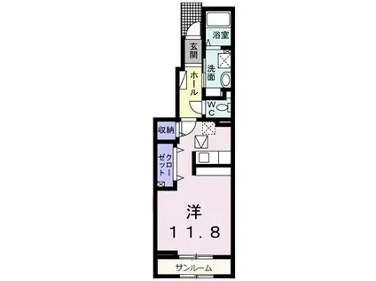 メゾン・ド・ルピナス I(ワンルーム/1階)の間取り写真