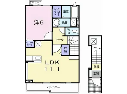 アウローラ玉手II A(1LDK/2階)の間取り写真