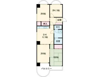 ロイヤルハウス(4DK/3階)の間取り写真