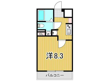 ベルシードα綾瀬(1K/2階)の間取り写真