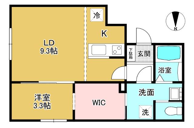 グランスイート森 A棟(1LDK/2階)の間取り写真