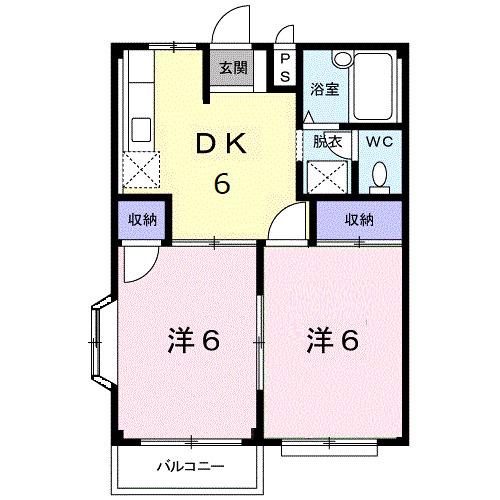 エルディム森II(2DK/2階)の間取り写真
