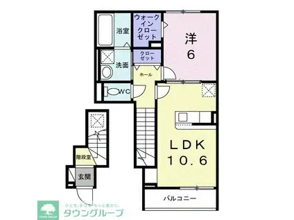 ヒカルサ小平栄町(1LDK/2階)の間取り写真