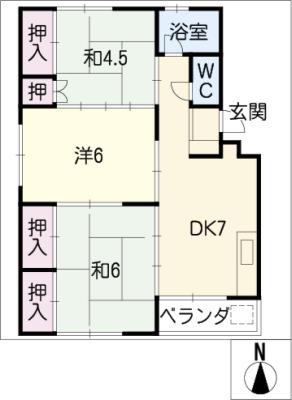 東前ビル(3DK/2階)の間取り写真