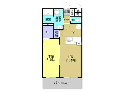 ラフィーネさつま(1LDK/2階)の間取り写真