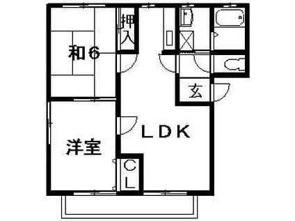 メゾンパーク中村B(2LDK/2階)の間取り写真