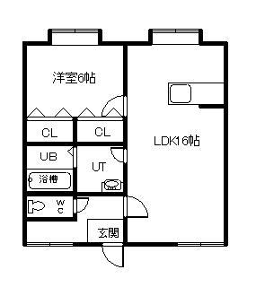 トムハイツ新富(1LDK/1階)の間取り写真