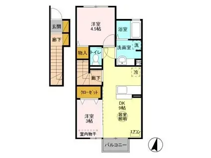 リッツハウスE-AKATSUKA(2DK/2階)の間取り写真