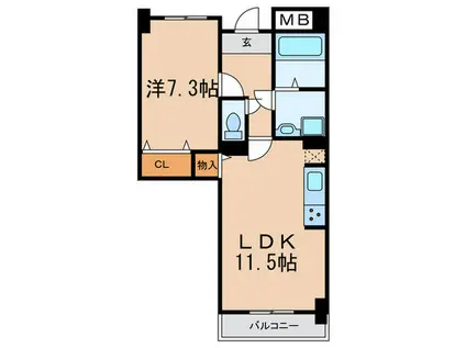 LA VIE CALME(1LDK/2階)の間取り写真