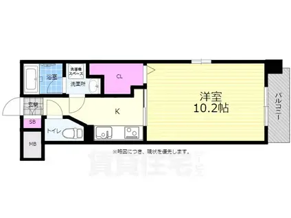 ルービンス宇品御幸2(1K/10階)の間取り写真