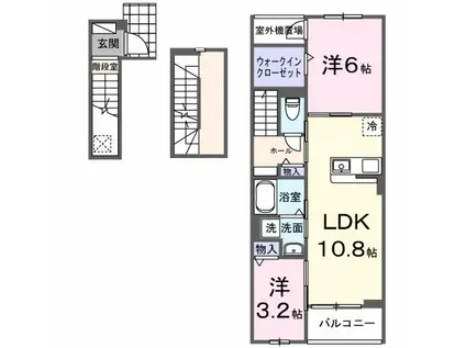 MALIBU(2LDK/3階)の間取り写真