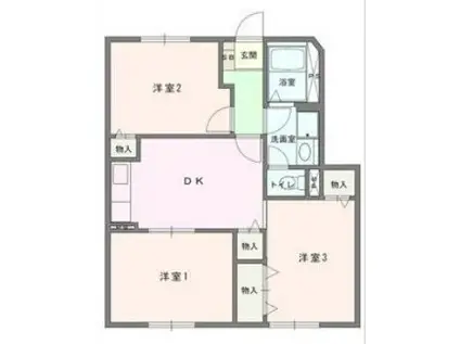 ラルジュII(3DK/1階)の間取り写真