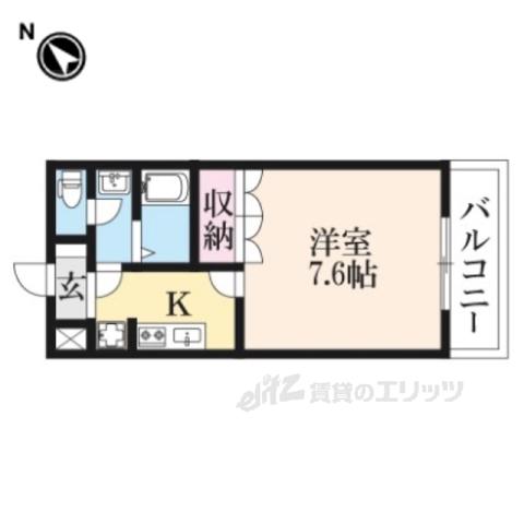 アビエスⅠ(1K/2階)の間取り写真