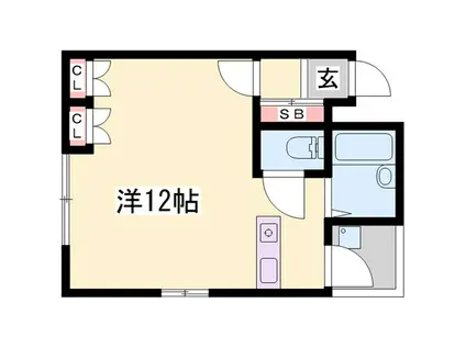 ISM I(ワンルーム/3階)の間取り写真