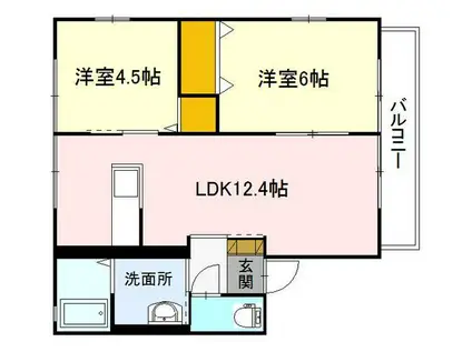 シャングリア(2LDK/1階)の間取り写真