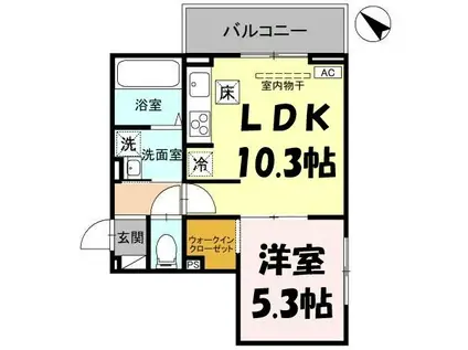メルヴェーユ(1LDK/1階)の間取り写真