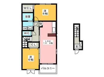 マ-キュリ- パレス(2LDK/2階)の間取り写真