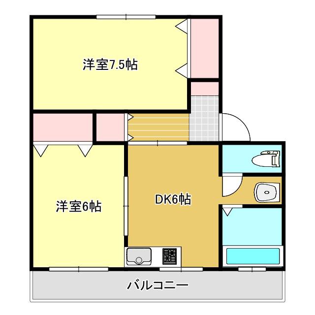 坂東マンション(2DK/2階)の間取り写真