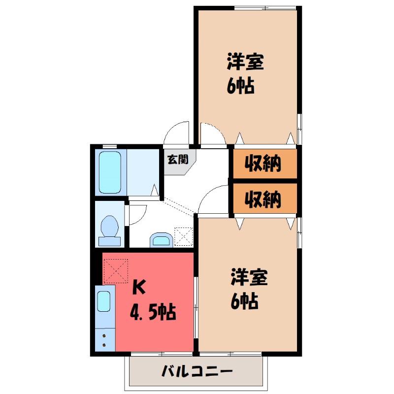 アベニールII(2K/2階)の間取り写真
