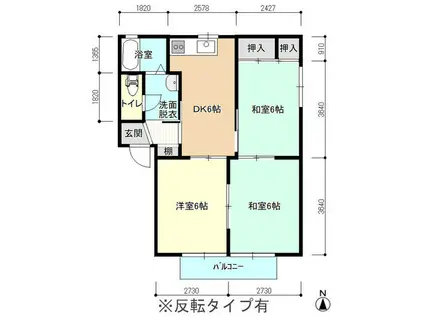 コーポING A・B棟(3DK/1階)の間取り写真