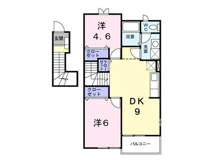 ル・シエルII(2DK/2階)の間取り写真