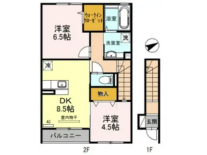 ブランドール松江東(2DK/2階)の間取り写真