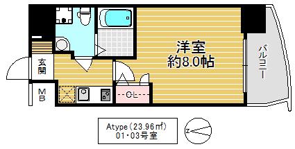 TLRレジデンス高井田(1K/10階)の間取り写真