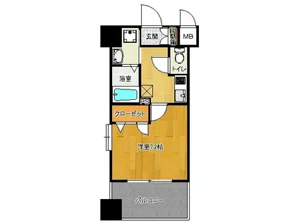 エンクレスト薬院III(1K/6階)の間取り写真