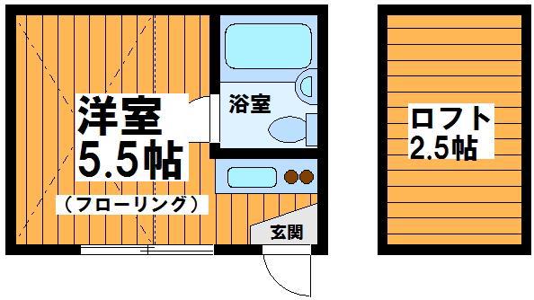 小倉ハイツ(ワンルーム/2階)の間取り写真