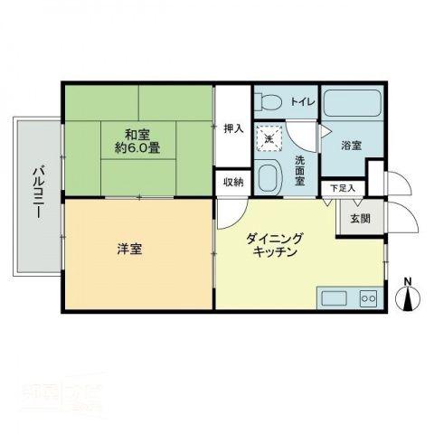 フォブール木内(2DK/2階)の間取り写真