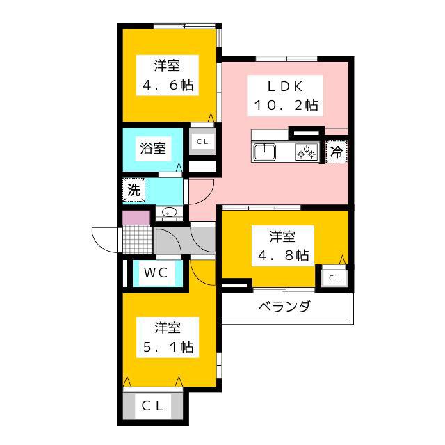 セレスティア白鷺II(3LDK/2階)の間取り写真