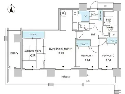 セルリアンホームズ勝どき(3LDK/11階)の間取り写真