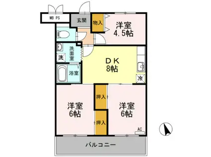 アネックスきりた(3DK/3階)の間取り写真