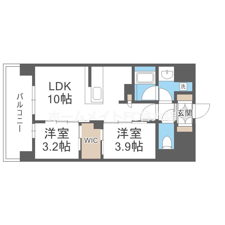 ソルレヴェンテ新梅田(2LDK/3階)の間取り写真
