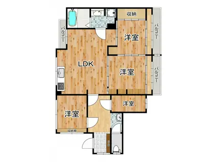 愛媛マンション(4LDK/2階)の間取り写真