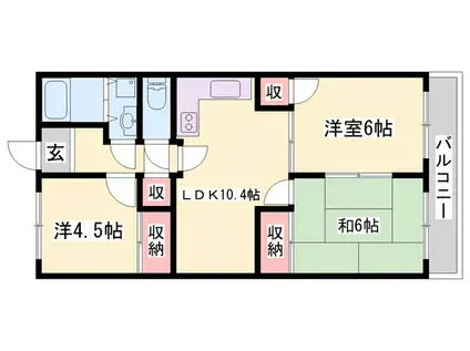 シャトー東加古川(3LDK/3階)の間取り写真