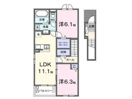 ALOALO(2LDK/2階)の間取り写真