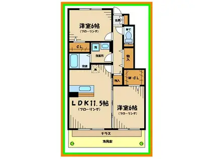 アドヴァンスK(2LDK/1階)の間取り写真