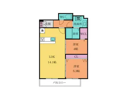 MYS CASETTA KOKURA -ミースカセッタ小倉-(2LDK/10階)の間取り写真