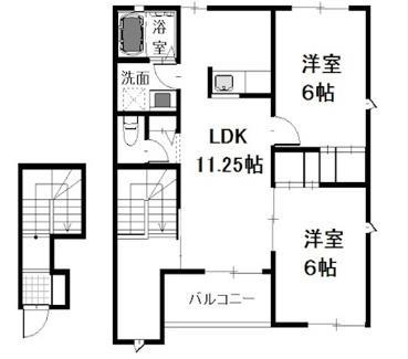グランソレイユB棟(2LDK/2階)の間取り写真