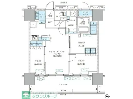 パークアクシス西大島コンフォートスクエア(3LDK/14階)の間取り写真