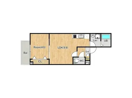 ジーメゾン春日部浜川戸(1LDK/2階)の間取り写真