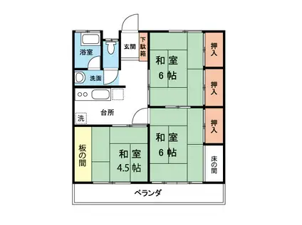 ササキハイツ(3K/2階)の間取り写真