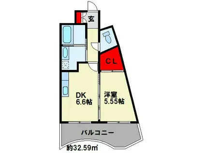 BRIS中井(1DK/6階)の間取り写真