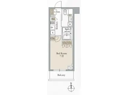 クロスレジデンス高田馬場(1K/2階)の間取り写真
