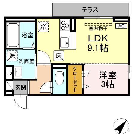 レスア柏崎I(1LDK/1階)の間取り写真